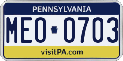 PA license plate MEO0703
