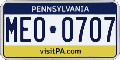PA license plate MEO0707
