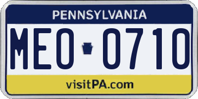 PA license plate MEO0710