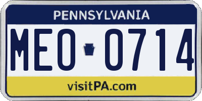 PA license plate MEO0714