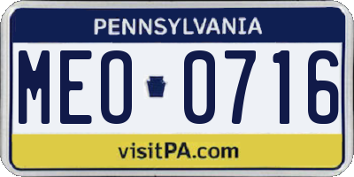 PA license plate MEO0716