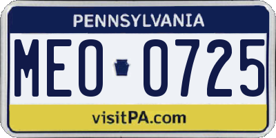 PA license plate MEO0725