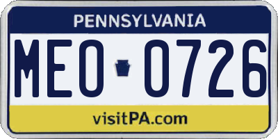 PA license plate MEO0726