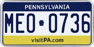 PA license plate MEO0736