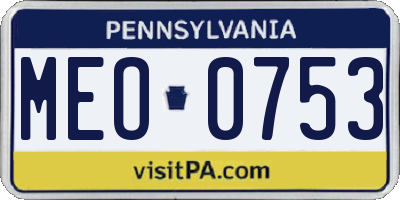 PA license plate MEO0753