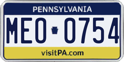 PA license plate MEO0754