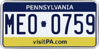 PA license plate MEO0759