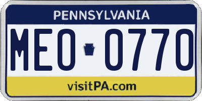 PA license plate MEO0770