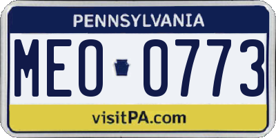 PA license plate MEO0773