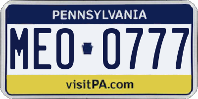 PA license plate MEO0777