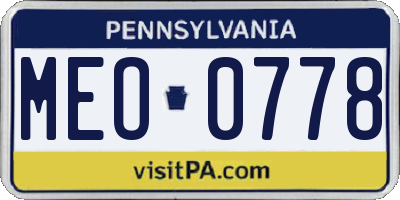 PA license plate MEO0778