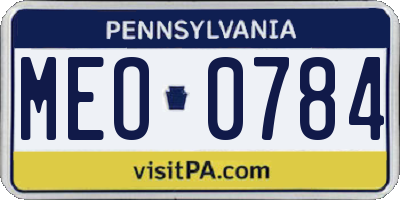 PA license plate MEO0784