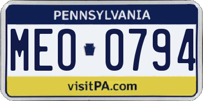 PA license plate MEO0794