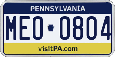 PA license plate MEO0804