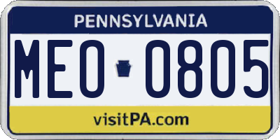 PA license plate MEO0805