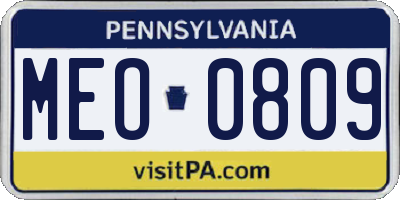 PA license plate MEO0809
