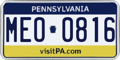 PA license plate MEO0816