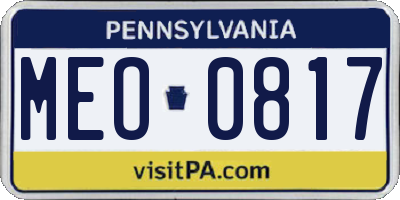 PA license plate MEO0817
