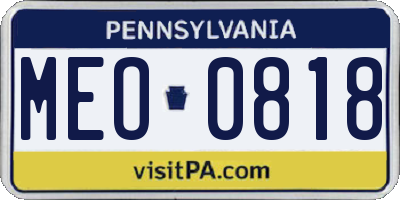 PA license plate MEO0818