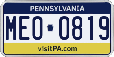 PA license plate MEO0819