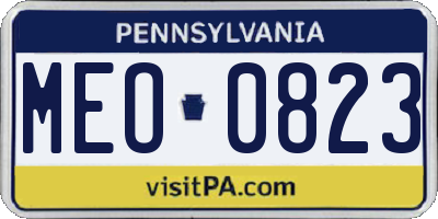 PA license plate MEO0823