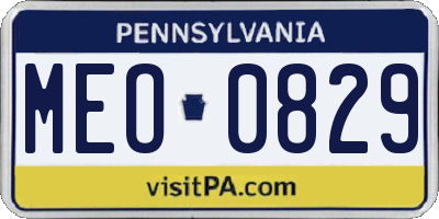 PA license plate MEO0829