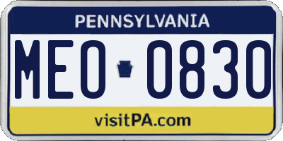 PA license plate MEO0830