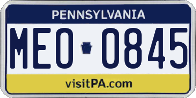 PA license plate MEO0845
