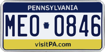 PA license plate MEO0846