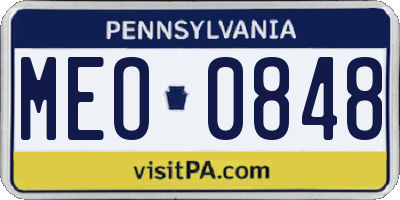 PA license plate MEO0848