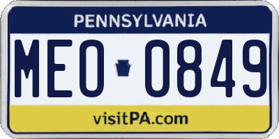 PA license plate MEO0849