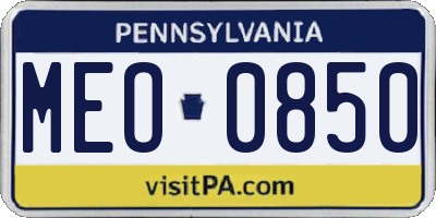 PA license plate MEO0850