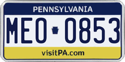 PA license plate MEO0853