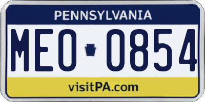 PA license plate MEO0854