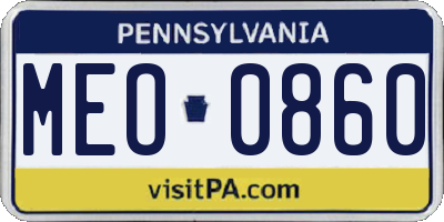 PA license plate MEO0860