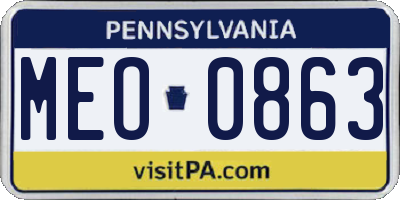 PA license plate MEO0863