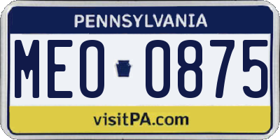 PA license plate MEO0875