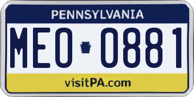 PA license plate MEO0881
