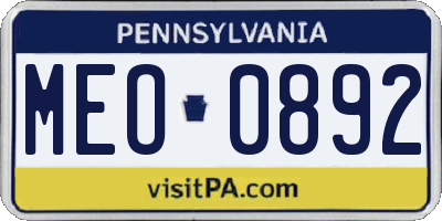 PA license plate MEO0892