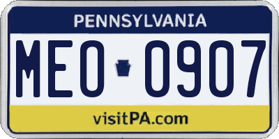 PA license plate MEO0907