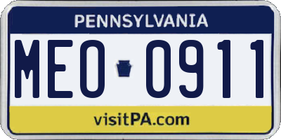 PA license plate MEO0911