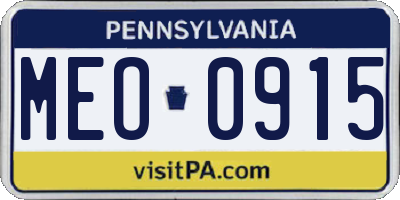 PA license plate MEO0915