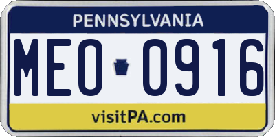 PA license plate MEO0916
