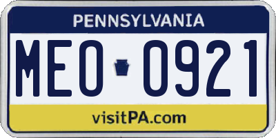 PA license plate MEO0921