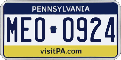 PA license plate MEO0924