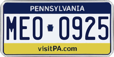 PA license plate MEO0925