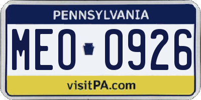 PA license plate MEO0926