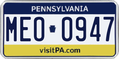 PA license plate MEO0947