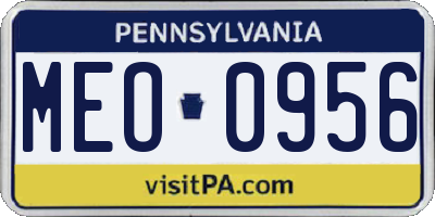 PA license plate MEO0956
