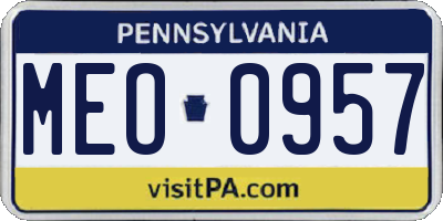 PA license plate MEO0957
